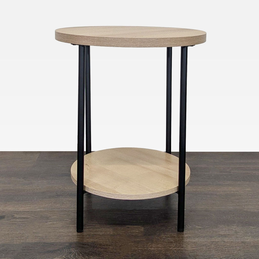 Two Tier Side Table with Metal Legs