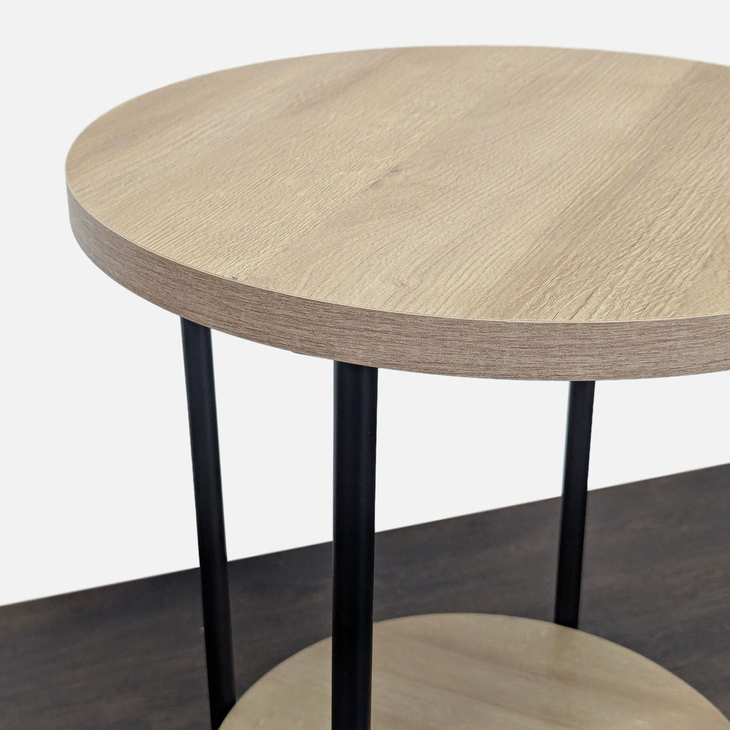 Two Tier Side Table with Metal Legs