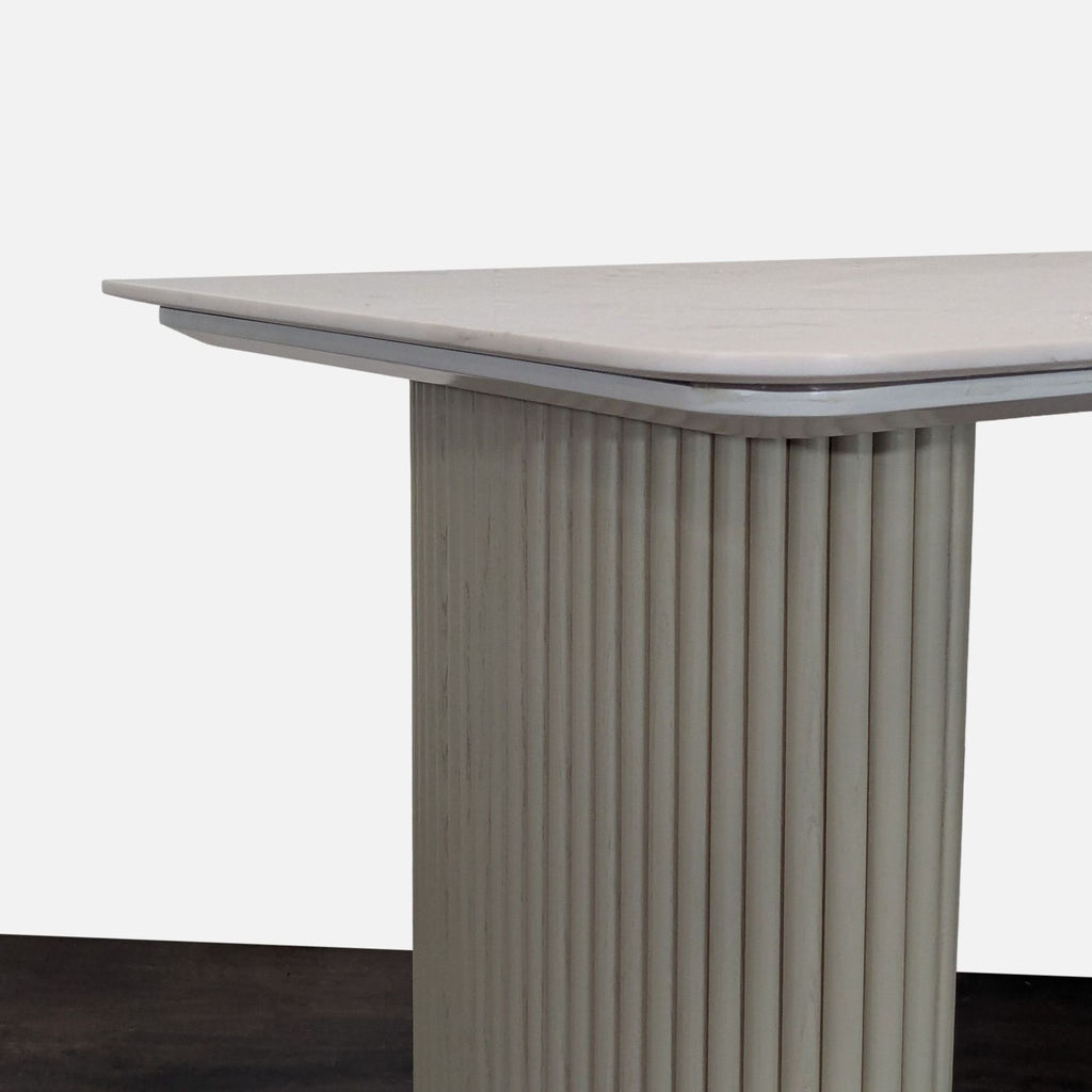 Rove Concepts Athena Modern Marble Top Desk with Fluted Cream Legs