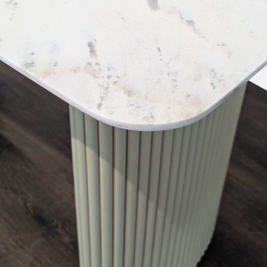 Rove Concepts Athena Modern Marble Top Desk with Fluted Cream Legs