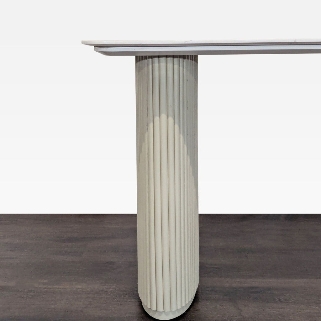 Rove Concepts Athena Modern Marble Top Desk with Fluted Cream Legs