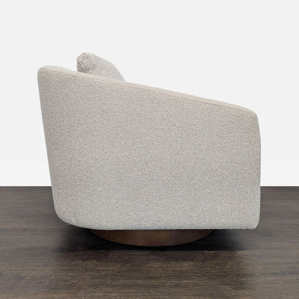 West Elm Imogene Lounge Swivel Chair in Textured Beige Fabric