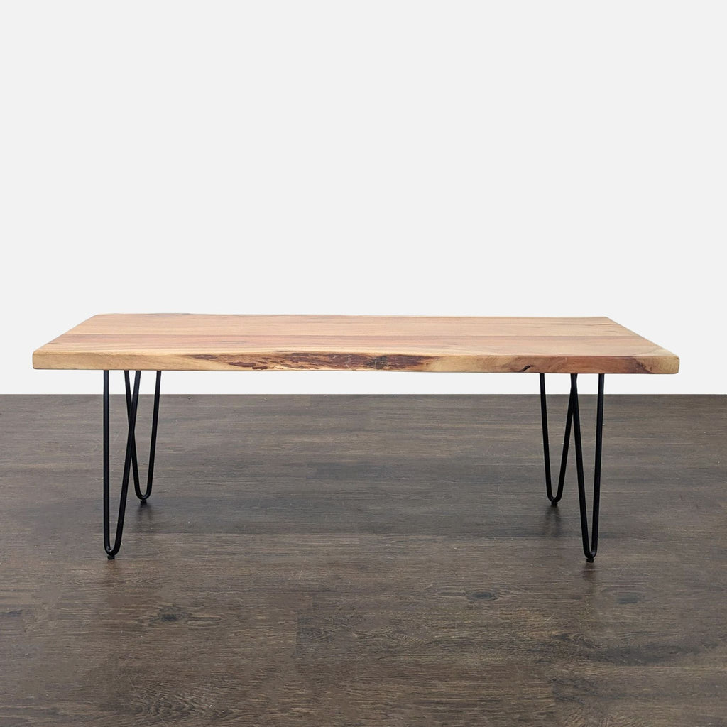 Live Edge Coffee Table on Hairpin Metal Legs