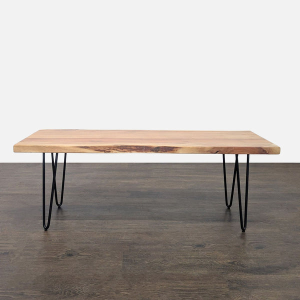 Live Edge Coffee Table on Hairpin Metal Legs