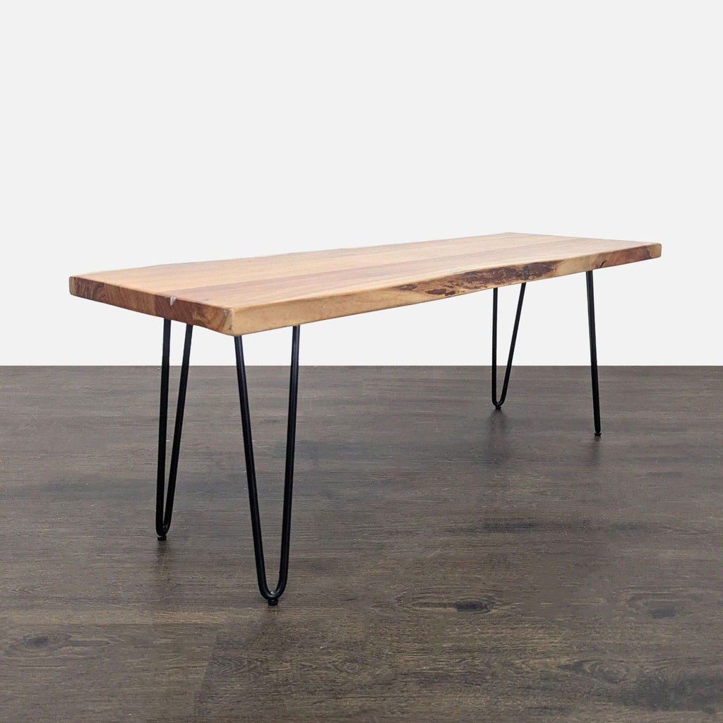 Live Edge Coffee Table on Hairpin Metal Legs