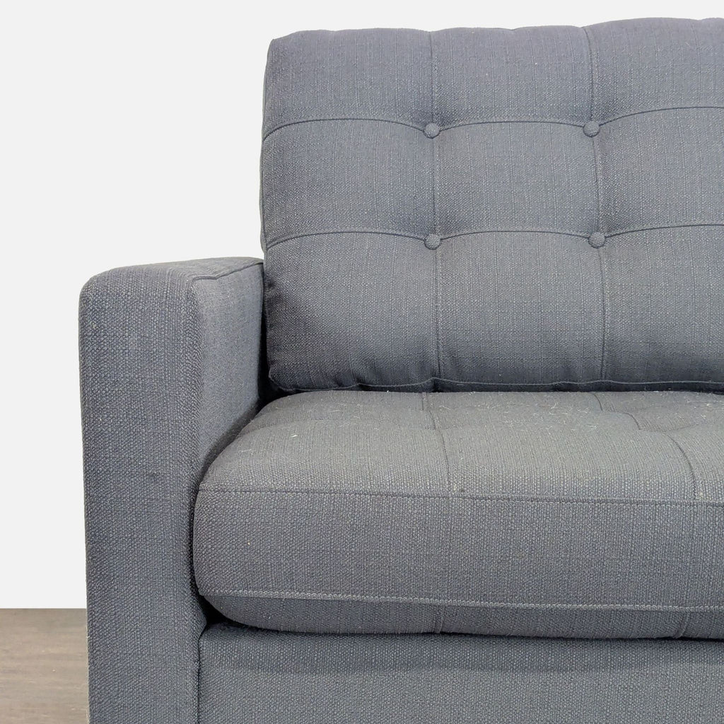 Modern Dark Gray Fabric Loveseat with Tufted Cushions