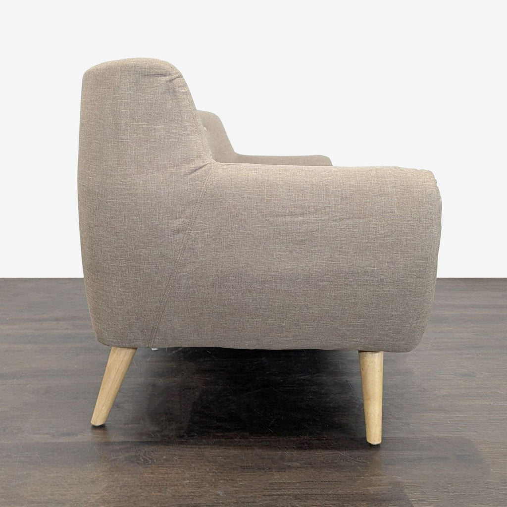 Modway Remark Modern Beige Loveseat with Tufted Back and Wooden Legs