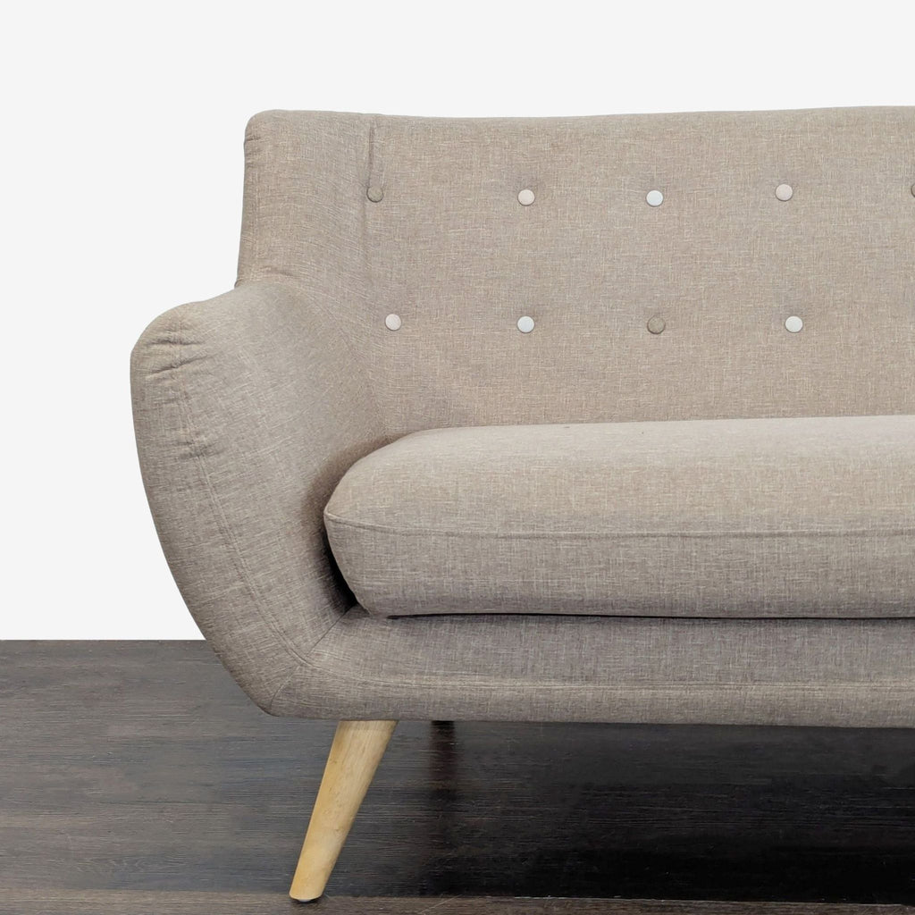 Modway Remark Modern Beige Loveseat with Tufted Back and Wooden Legs