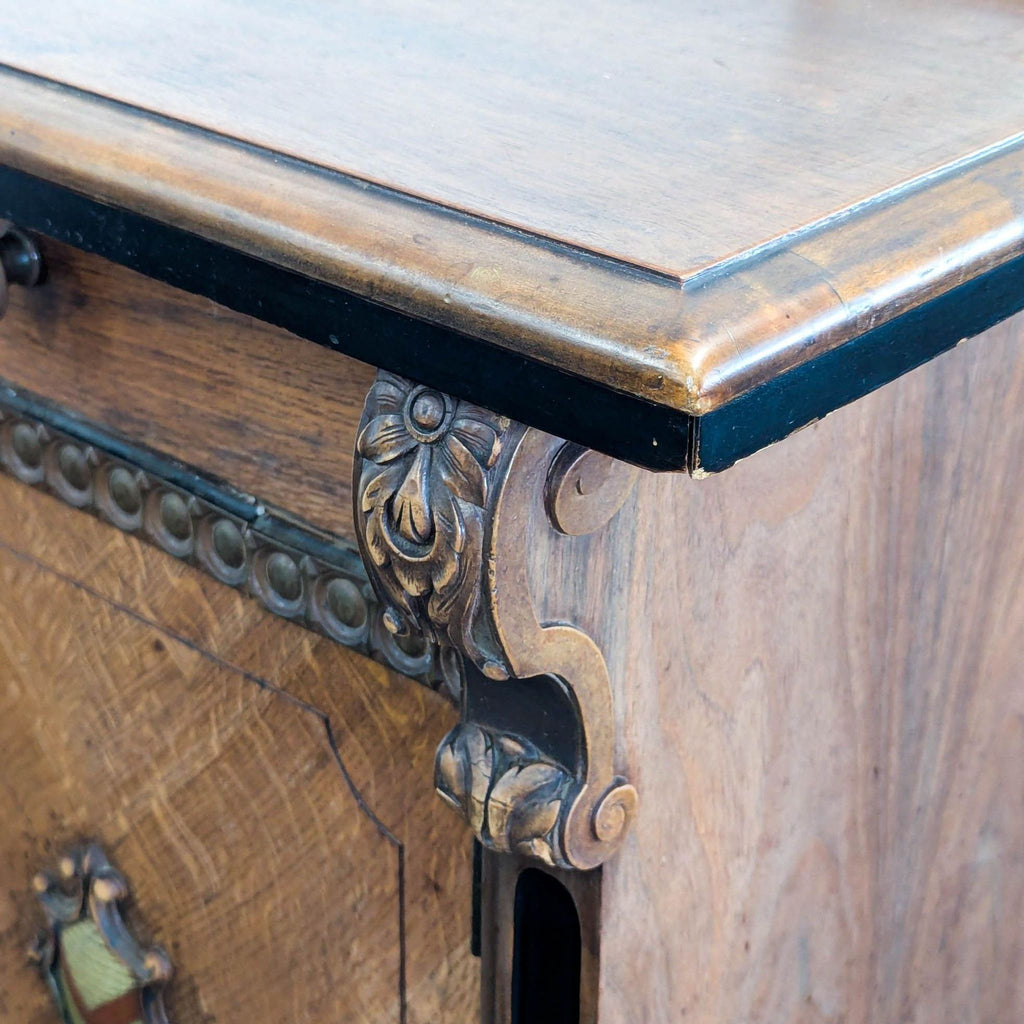 Vintage Wooden Sideboard with Decorative Accents