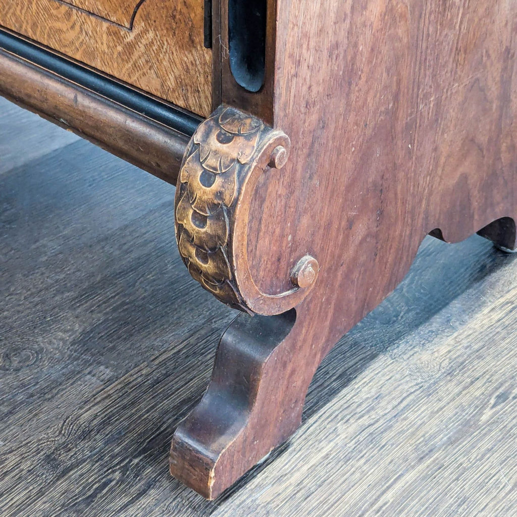 Vintage Wooden Sideboard with Decorative Accents