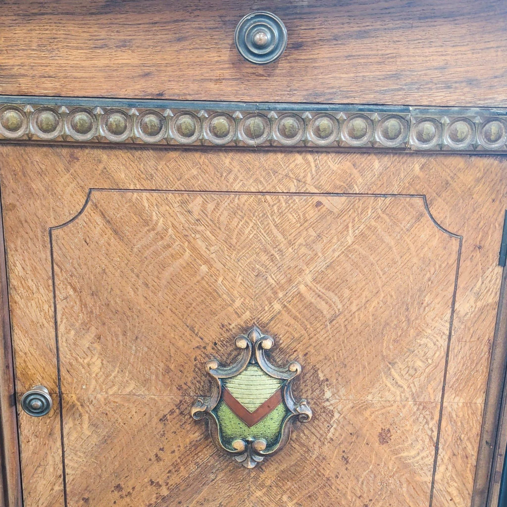 Vintage Wooden Sideboard with Decorative Accents