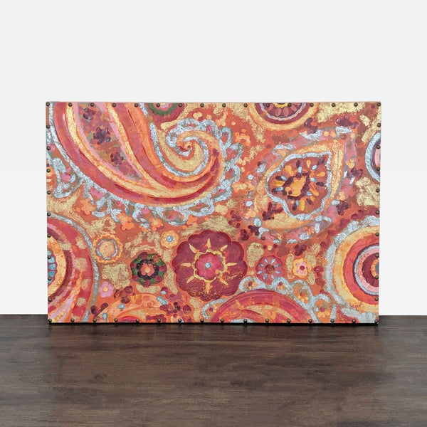 Colorful Paisley Patterned Abstract Painting on Canvas - Signed Artwork