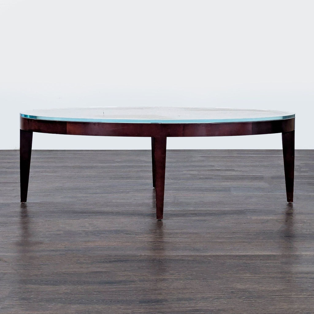 Oval Mahogany Glass Top Coffee Table