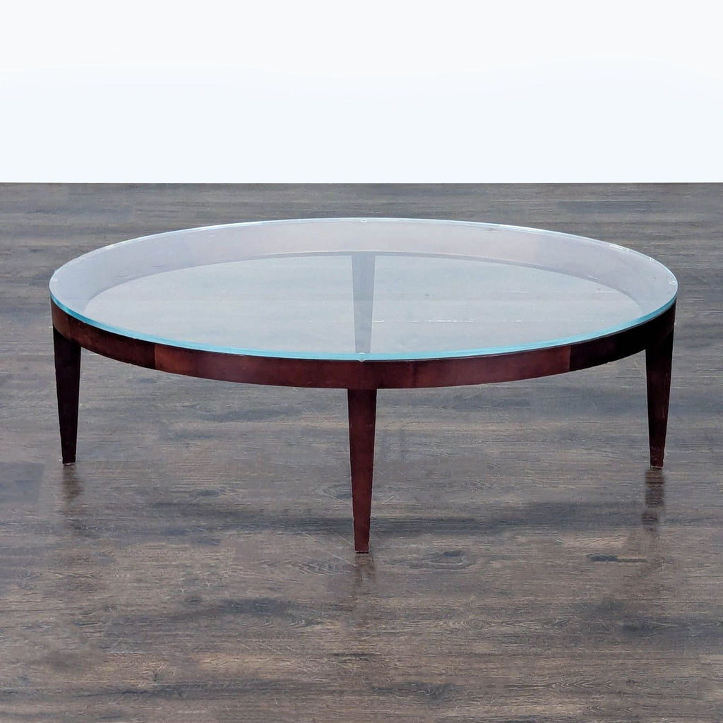 Oval Mahogany Glass Top Coffee Table