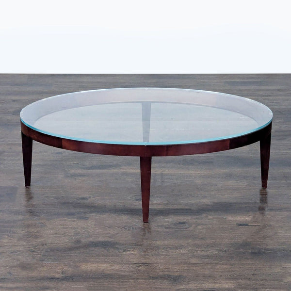 Oval Mahogany Glass Top Coffee Table