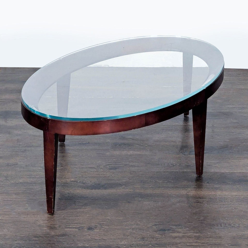 Oval Mahogany Glass Top Coffee Table