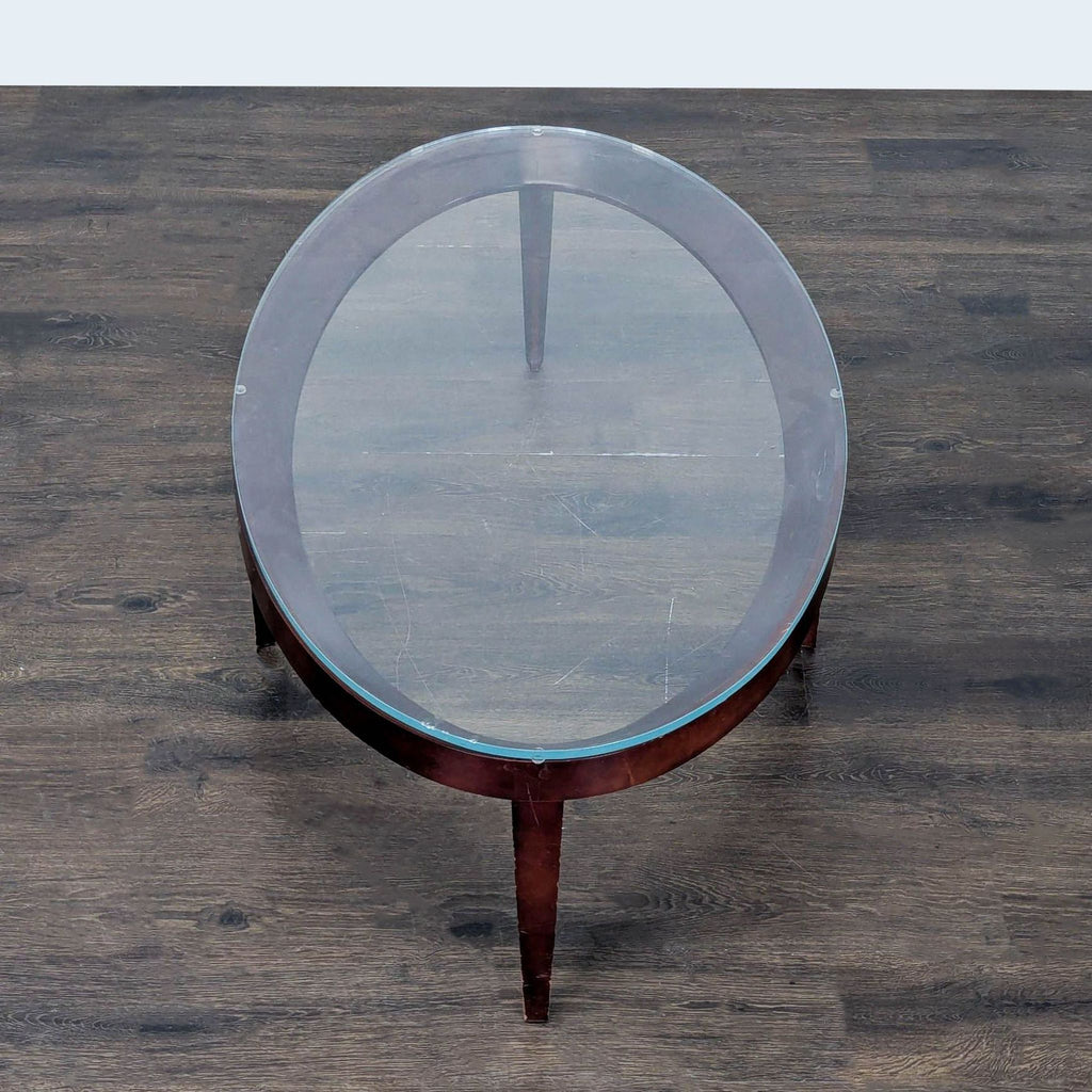 Oval Mahogany Glass Top Coffee Table