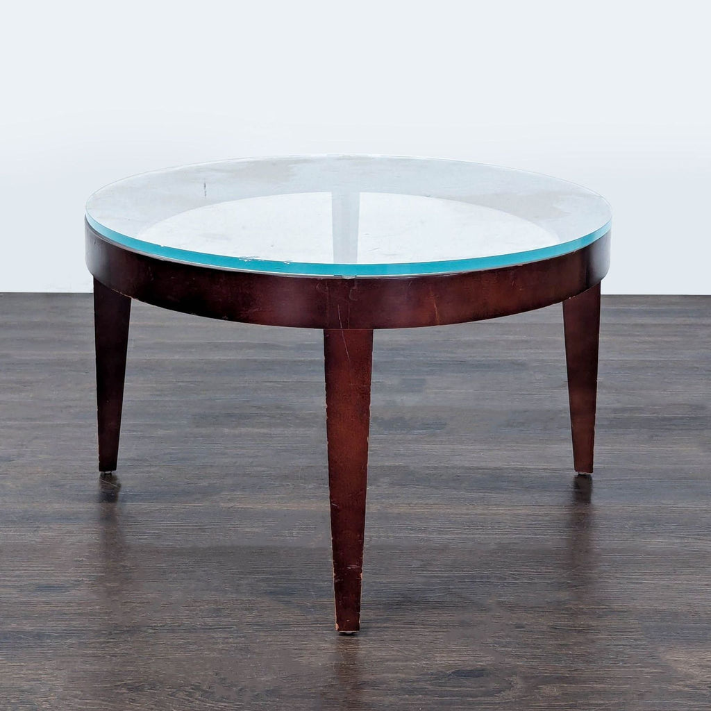Oval Mahogany Glass Top Coffee Table