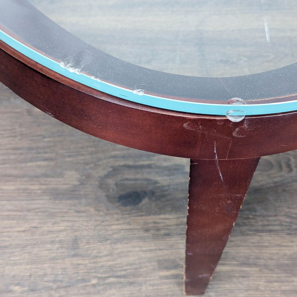 Oval Mahogany Glass Top Coffee Table