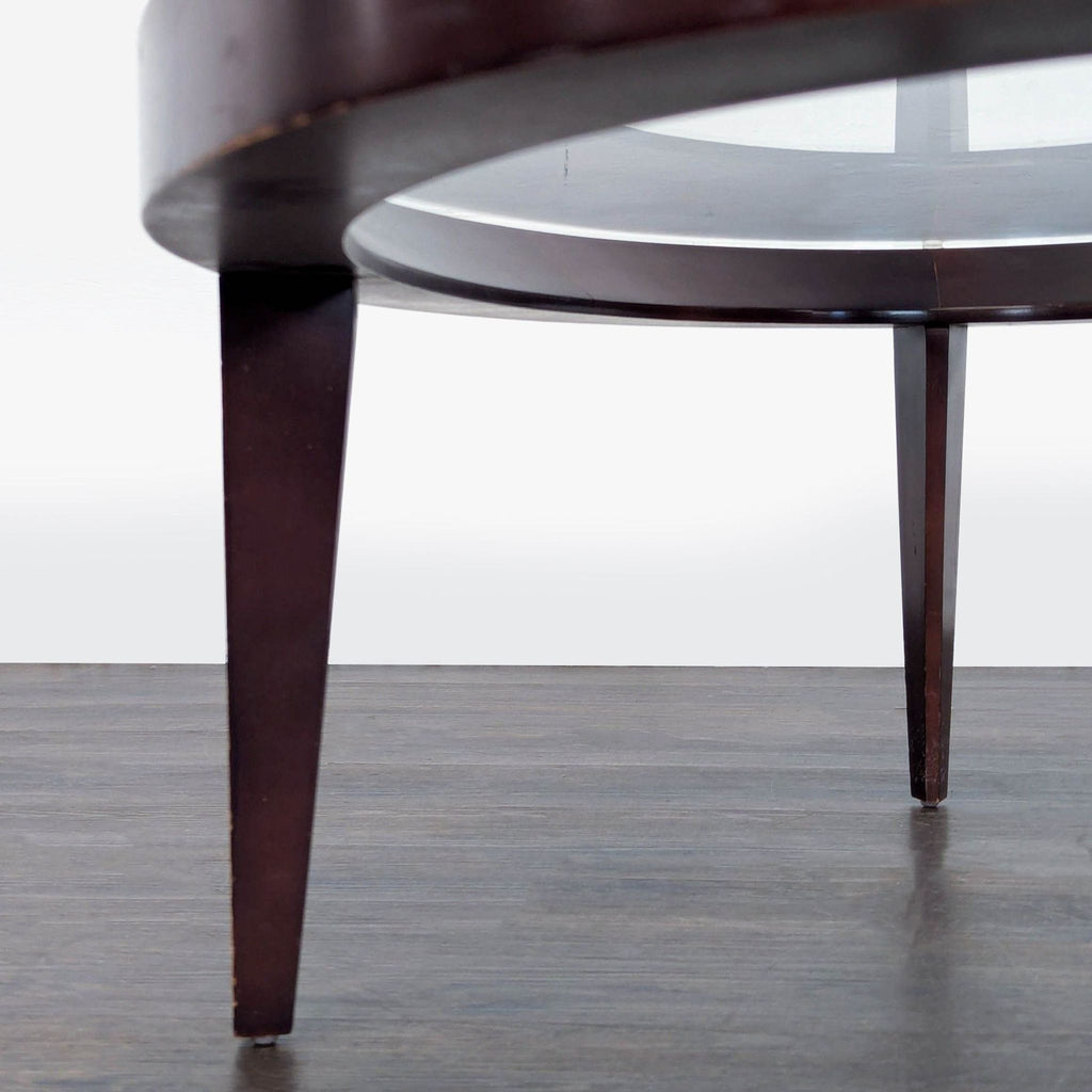 Oval Mahogany Glass Top Coffee Table