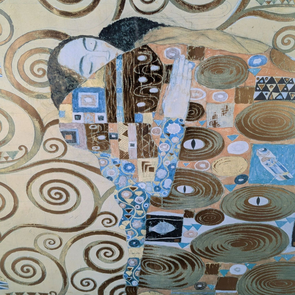 Framed Gustav Klimt Style Art Print – Embrace with Gold Swirls