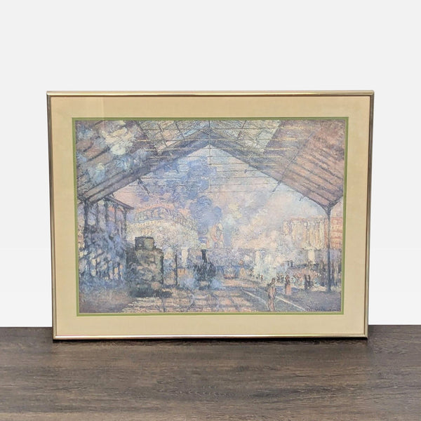 Monet Framed Art Print - Impressionist Train Station Scene