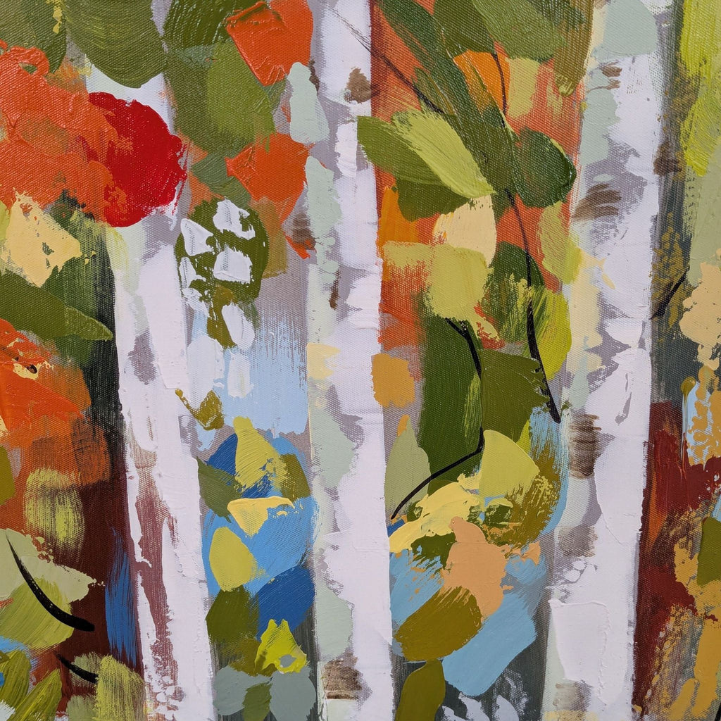 Colorful Birch Tree Forest Canvas Print - Modern Wall Art