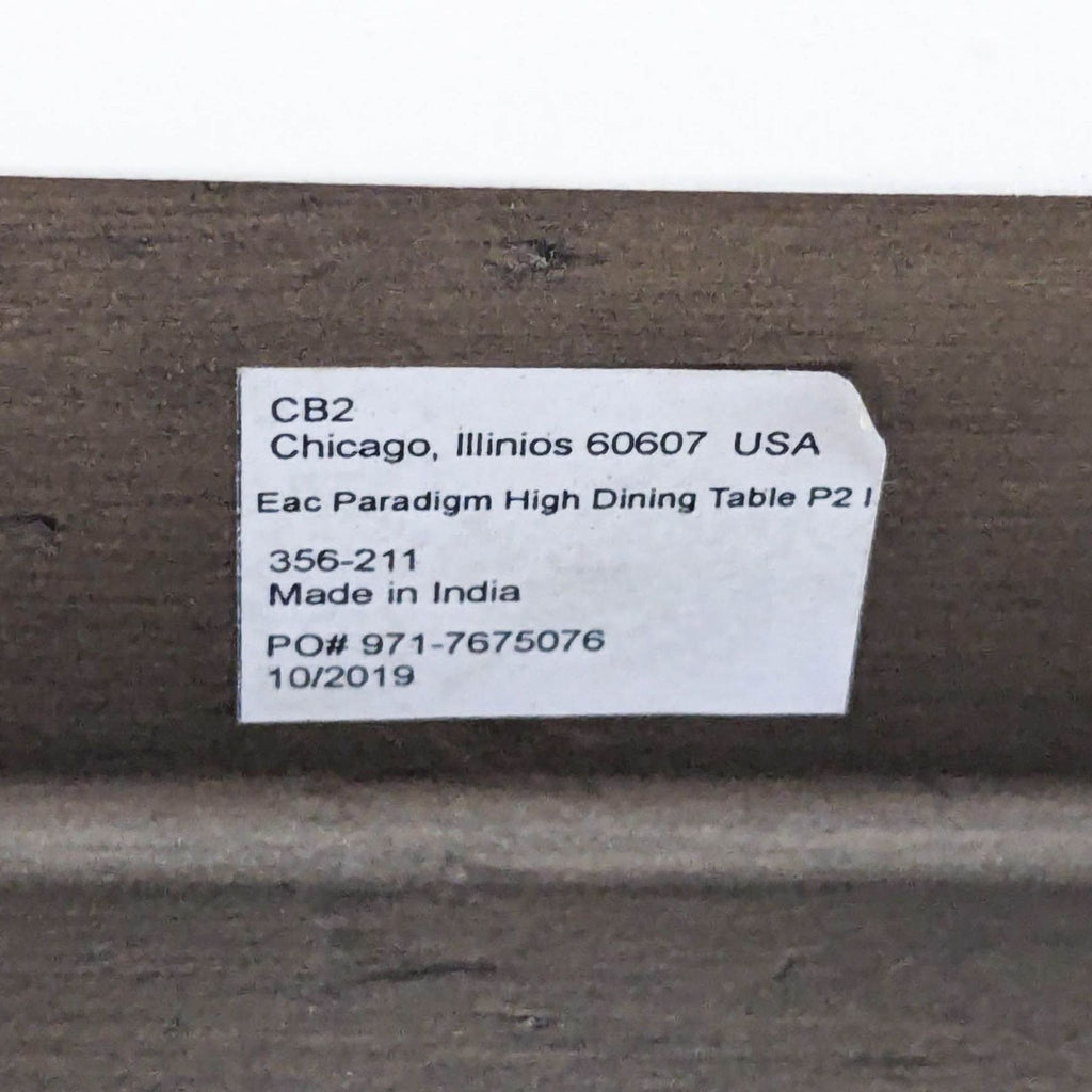 CB2 Paradigm High Dining Table