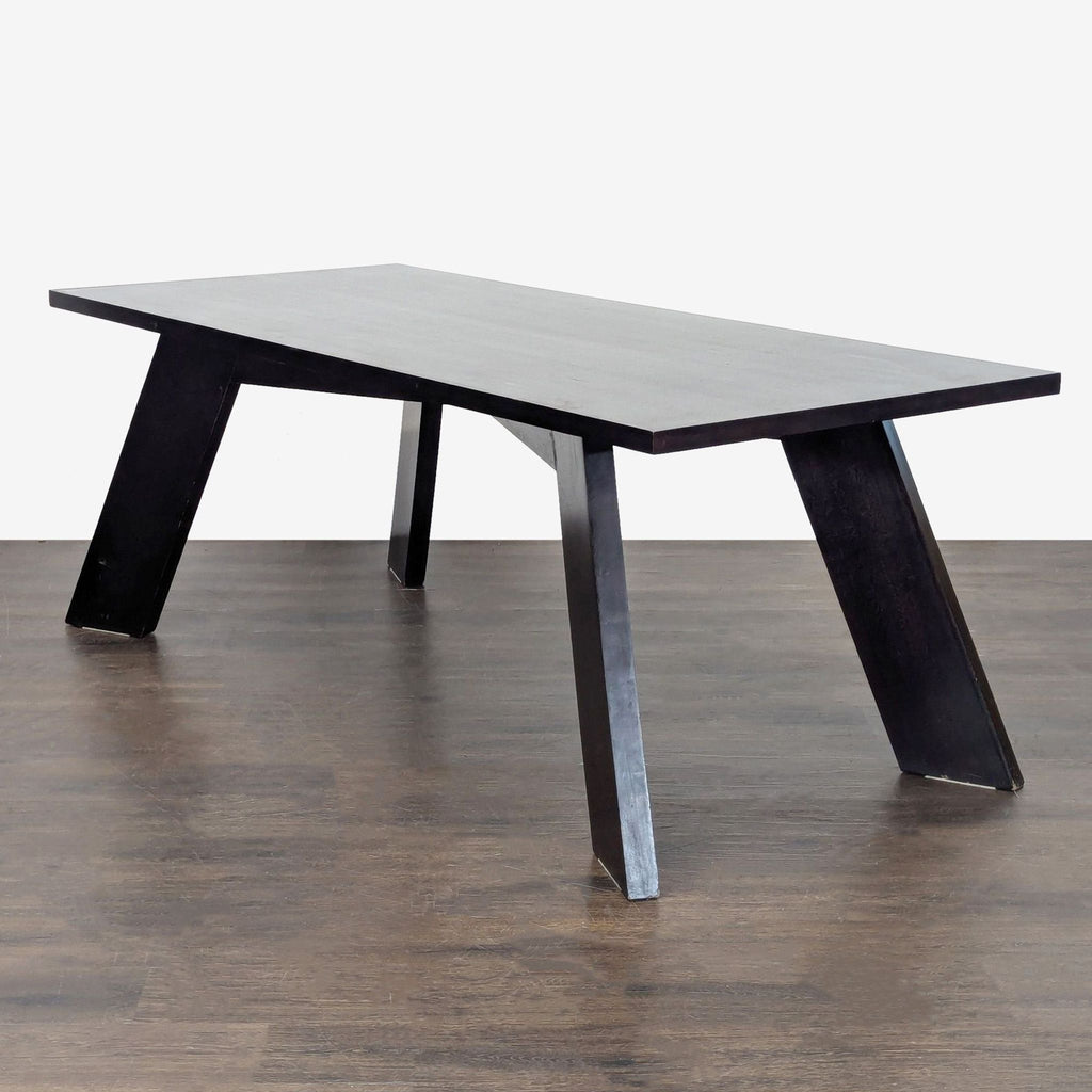 Modern 6-Piece Dark Wood Dining Set with Geometric Table and Chairs
