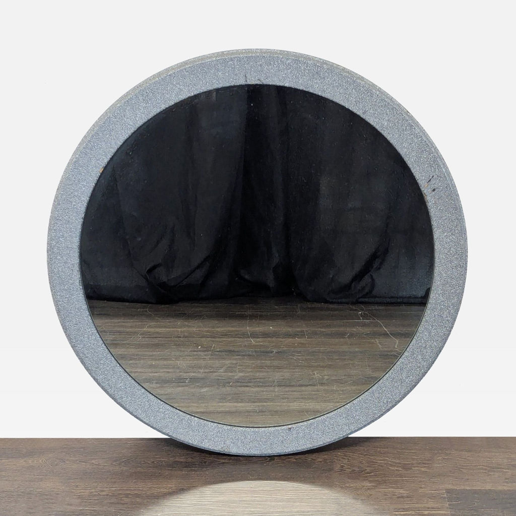 Gray "Concrete Texture" Framed Round Mirror