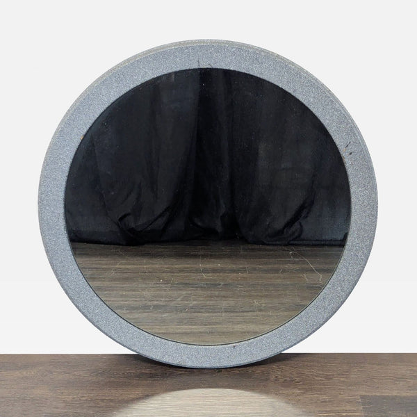 Gray "Concrete Texture" Framed Round Mirror