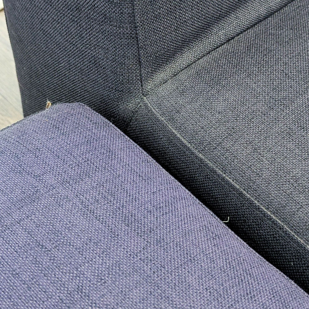 CB2 Modern Dark Blue Sectional Sofa with Chaise and Metal Legs