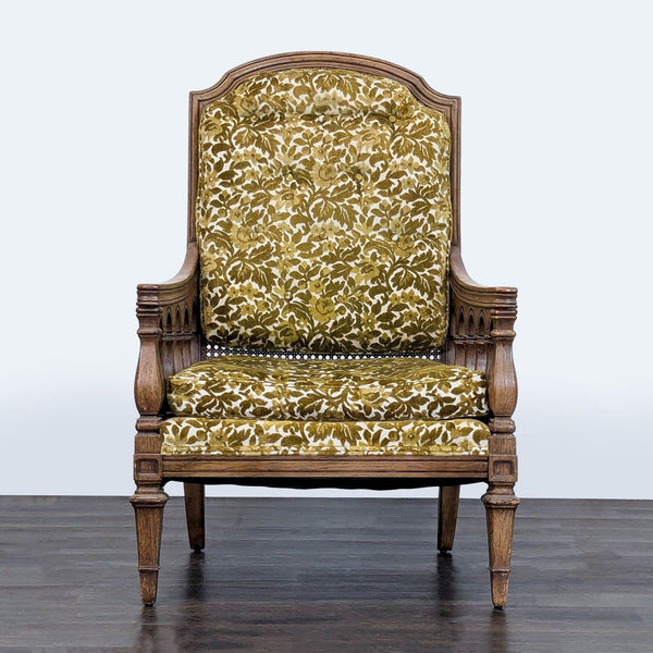 1. Thomasville Lounge chair with cushioned seat and sleek wooden frame, ideal for modern living areas.  