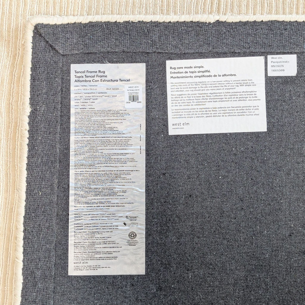 West Elm Tencel Neutral Beige Area Rug - Modern Minimalist Design