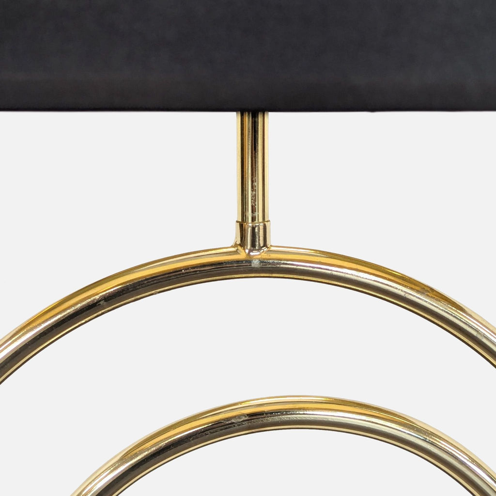 Modern Table Lamp with Black Shade, Gold Circles, and Marble Base