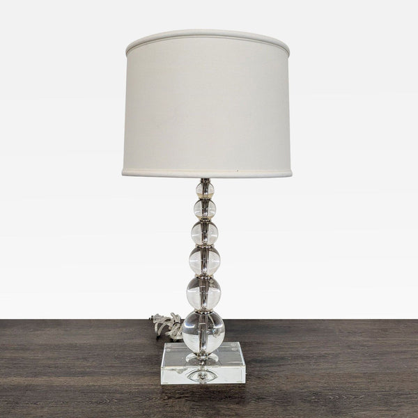 Modern Crystal Ball Table Lamp with White Shade
