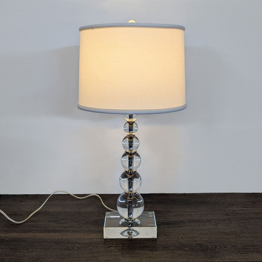 Modern Crystal Ball Table Lamp with White Shade