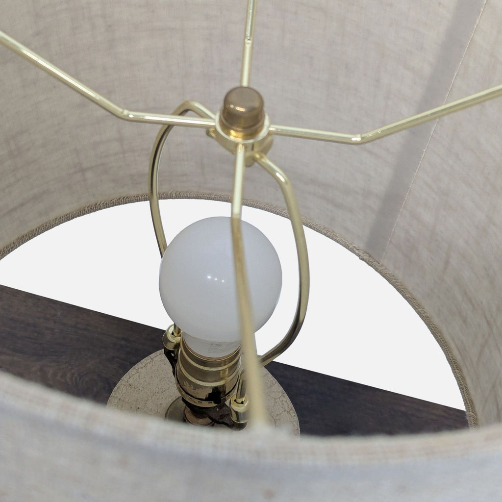 Stylish Table Lamp with Patterned Ceramic Base and Linen Shade