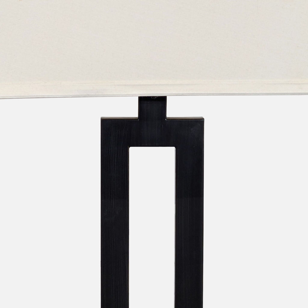 Modern Black Table Lamp with Square Cream Shade
