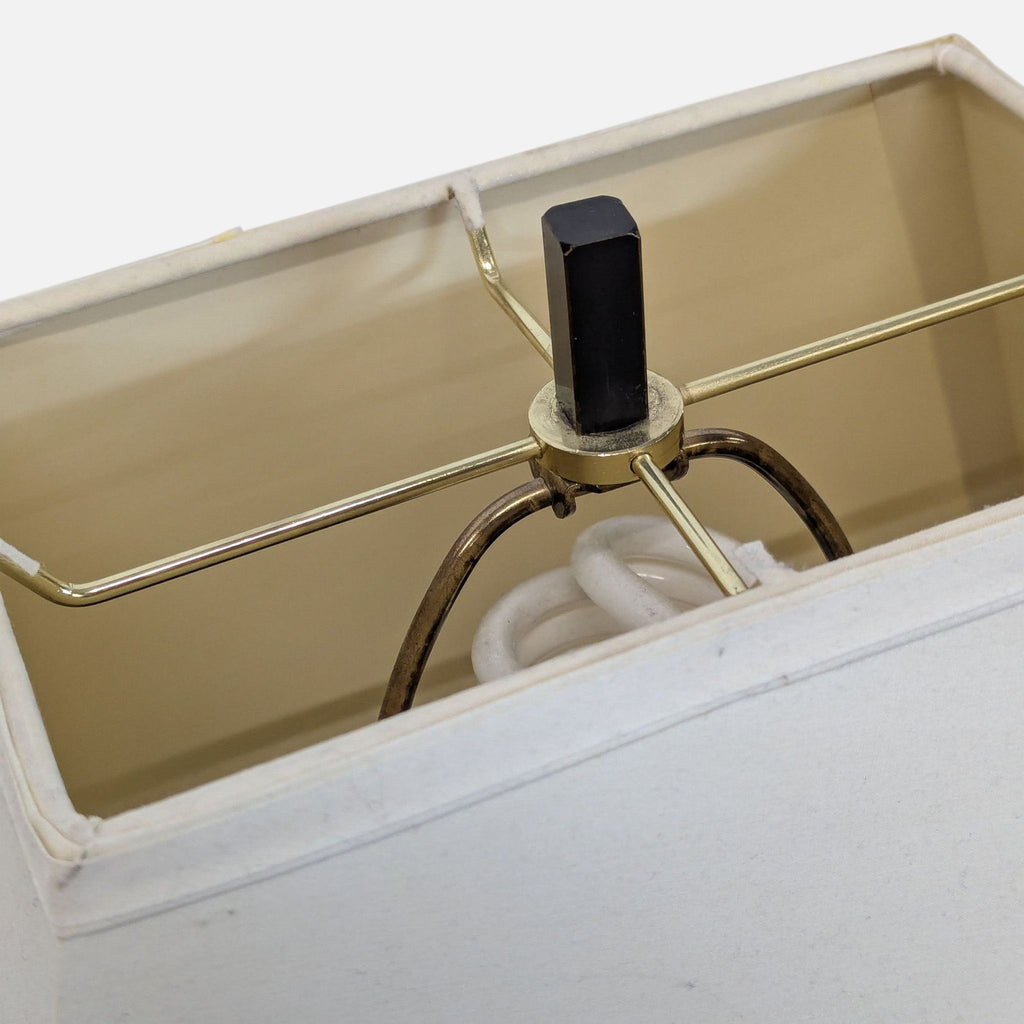 Modern Black Table Lamp with Square Cream Shade