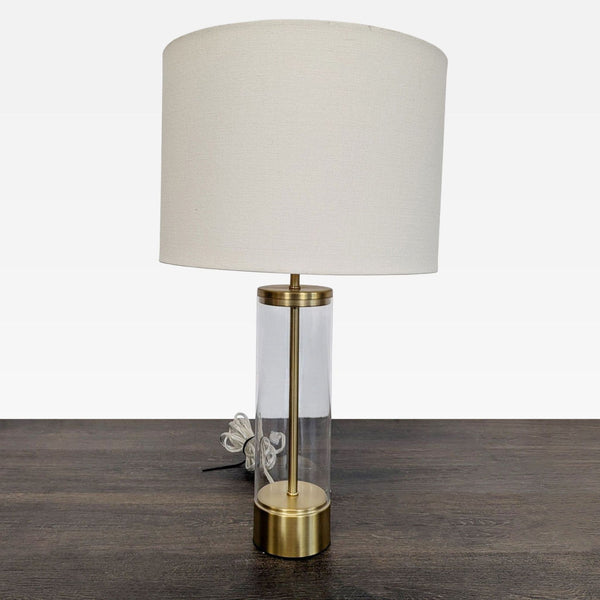 West Elm Modern Acrylic & Brass Table Lamp with White Shade