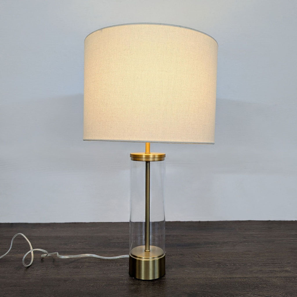 West Elm Modern Acrylic & Brass Table Lamp with White Shade