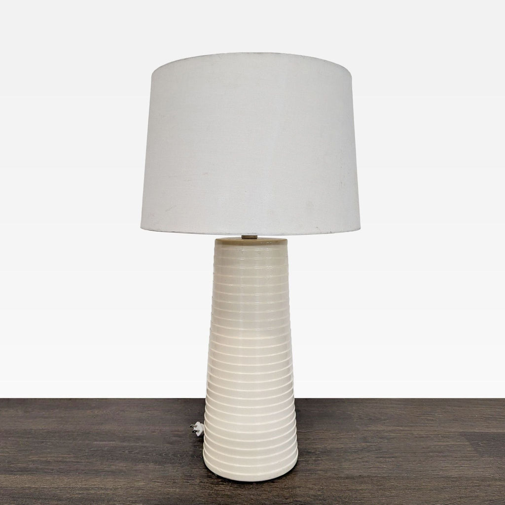 Modern White Ceramic Table Lamp with Fabric Shade