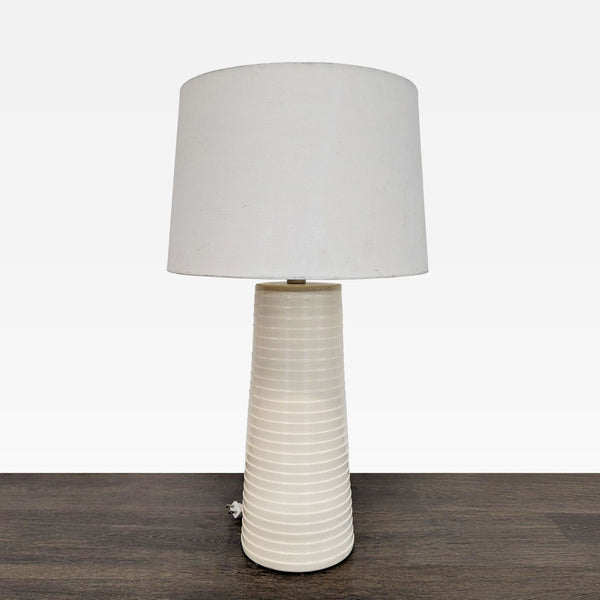 Modern White Ceramic Table Lamp with Fabric Shade