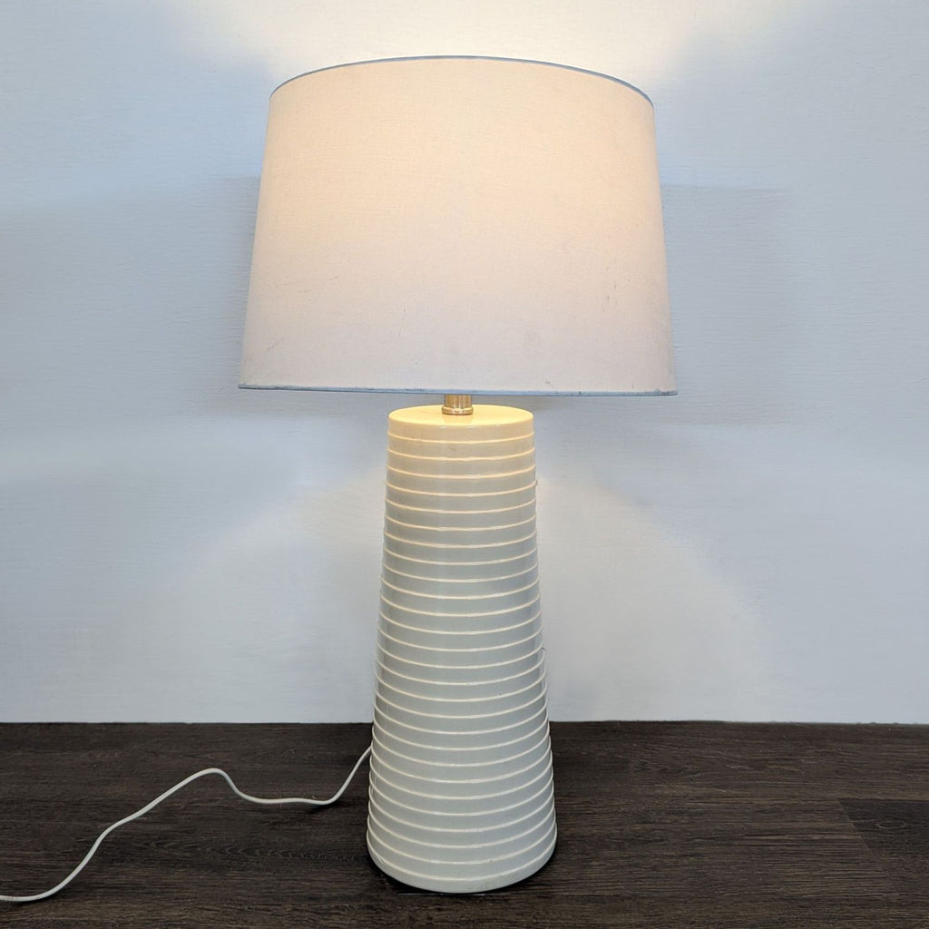Modern White Ceramic Table Lamp with Fabric Shade