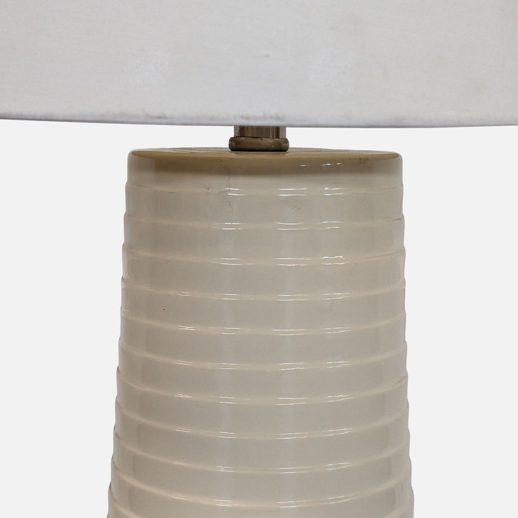 Modern White Ceramic Table Lamp with Fabric Shade