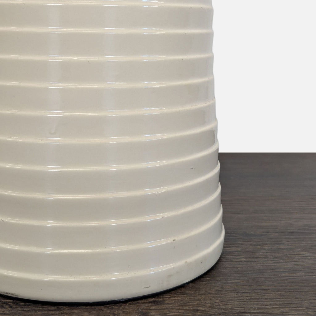 Modern White Ceramic Table Lamp with Fabric Shade