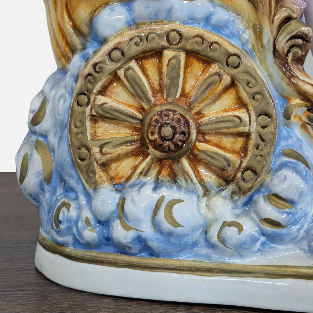 Capodimonte Porcelain Sculpture - Lady with Cherub and Swan Chariot