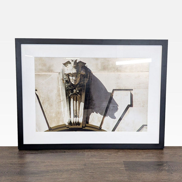 Framed Architectural Print Featuring Classic Stone Sculpture Detail
