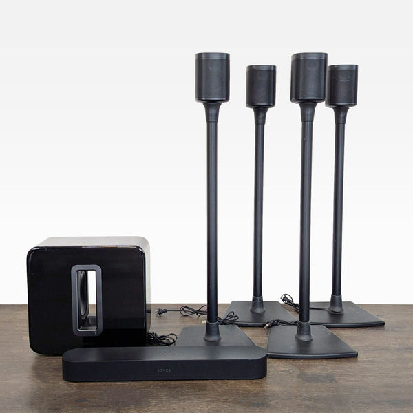 Sonos Surround Sound System with Soundbar, Subwoofer, and Four Stands